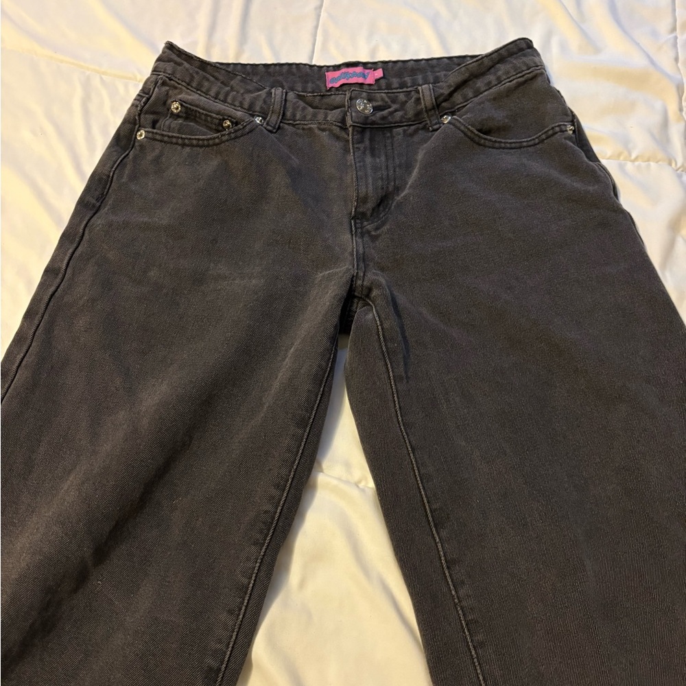 Edikted black low rise wide leg baggy jeans